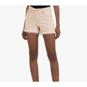 NWT Kut From The Kloth Jane High Rise Long Short Distressed Tan Size 8
